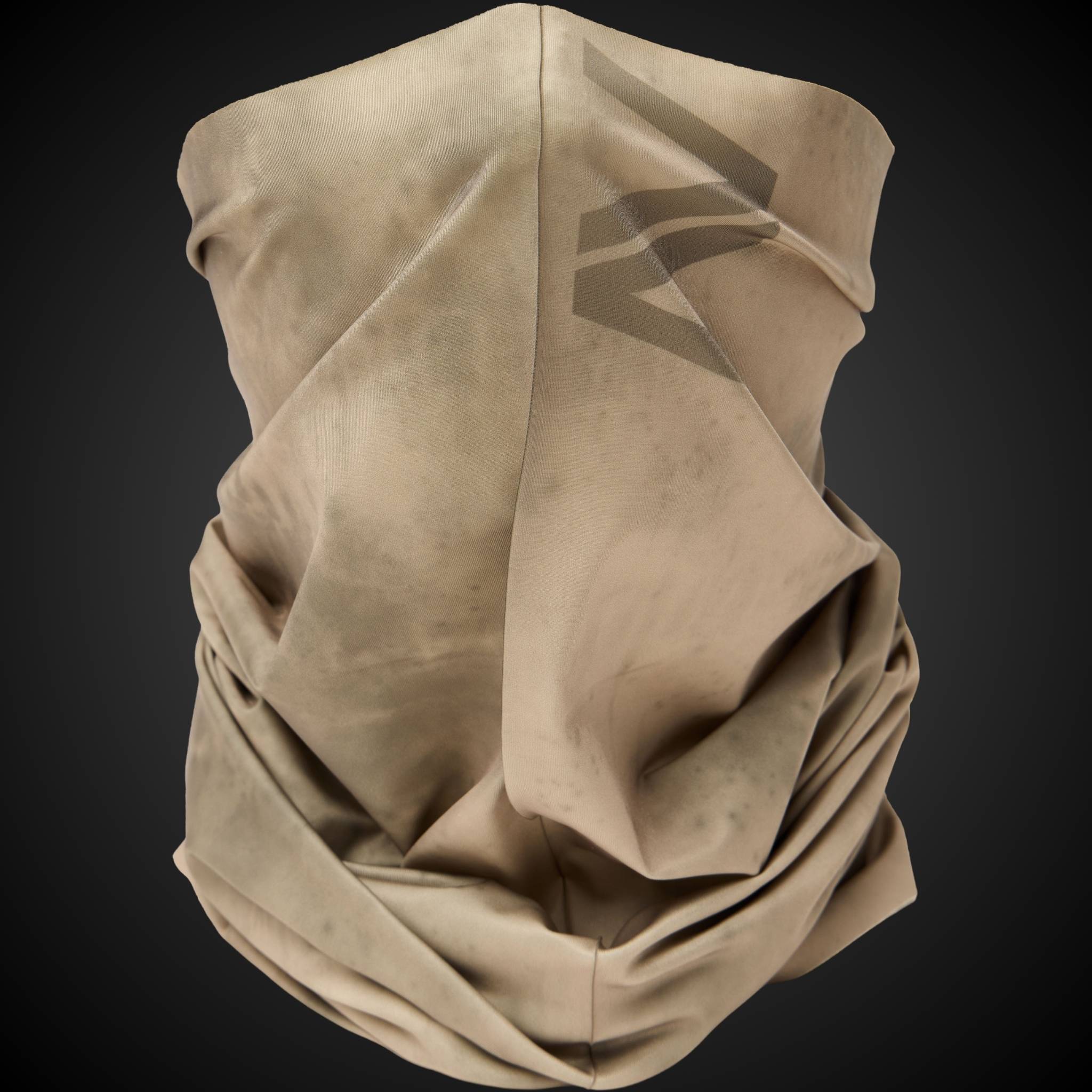Sand-colored neck gaiter designed for mountain biking, offering versatile protection and a universal fit for all-season cycling adventures